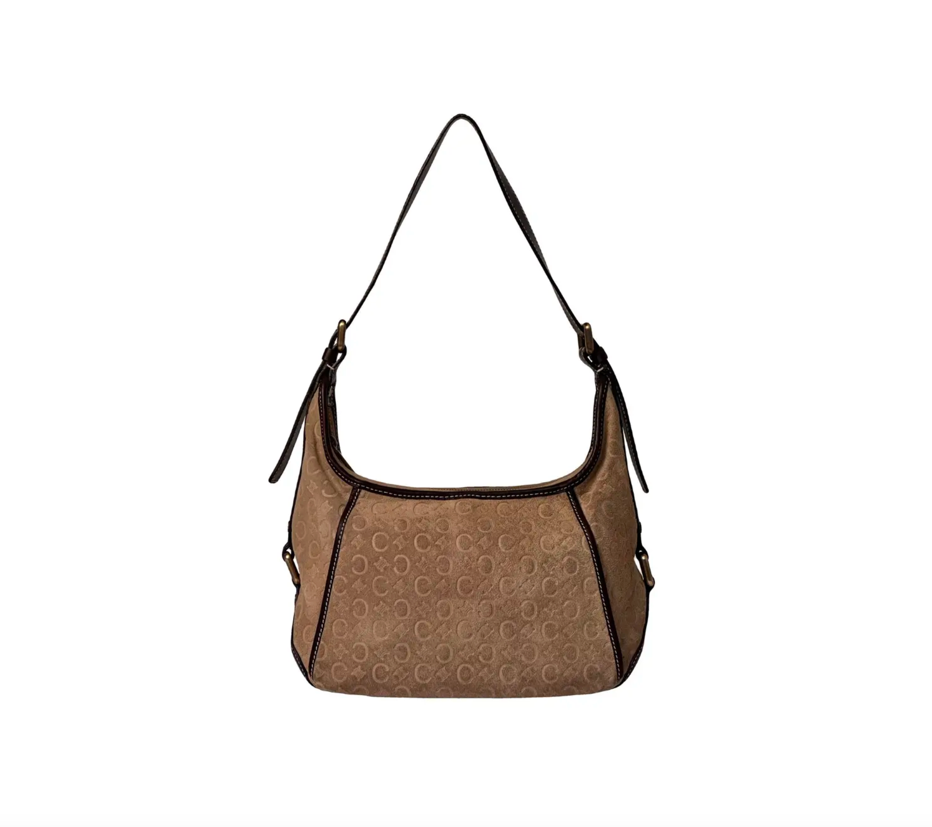 Celine Romy Hobo Shoulder bag in Macadame Monogram Brown Suede