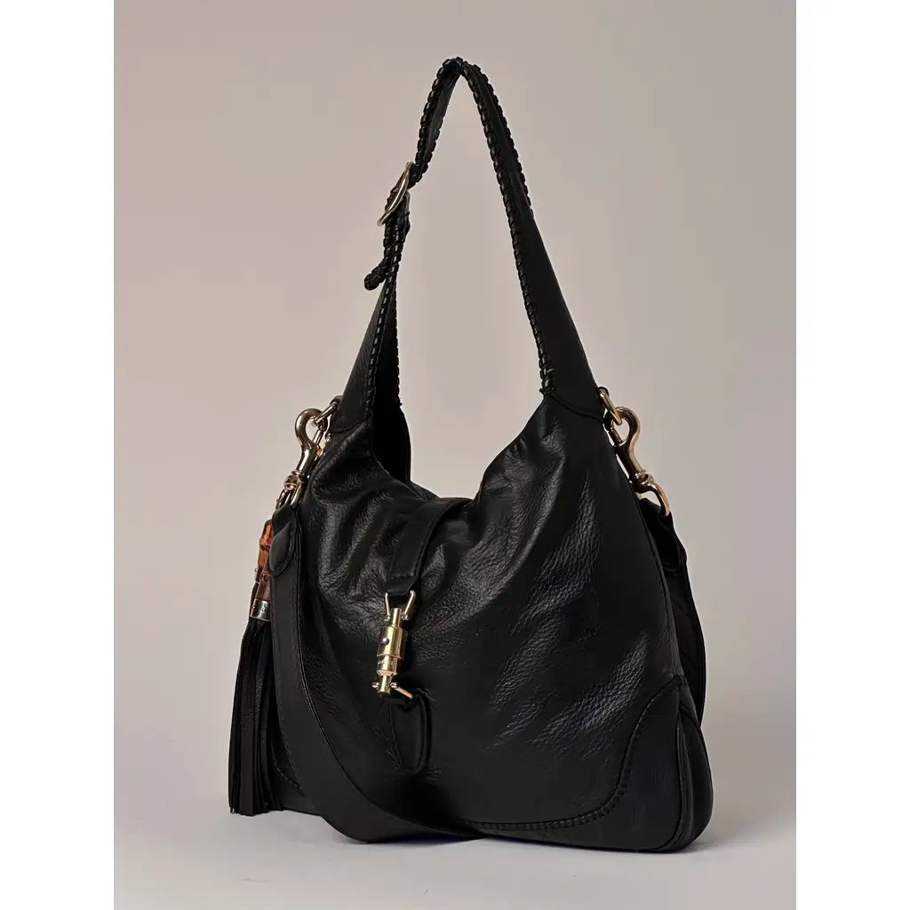Gucci Medium Jackie 1961 Vintage Bamboo Black Leather Shoulderbag by Tom Ford