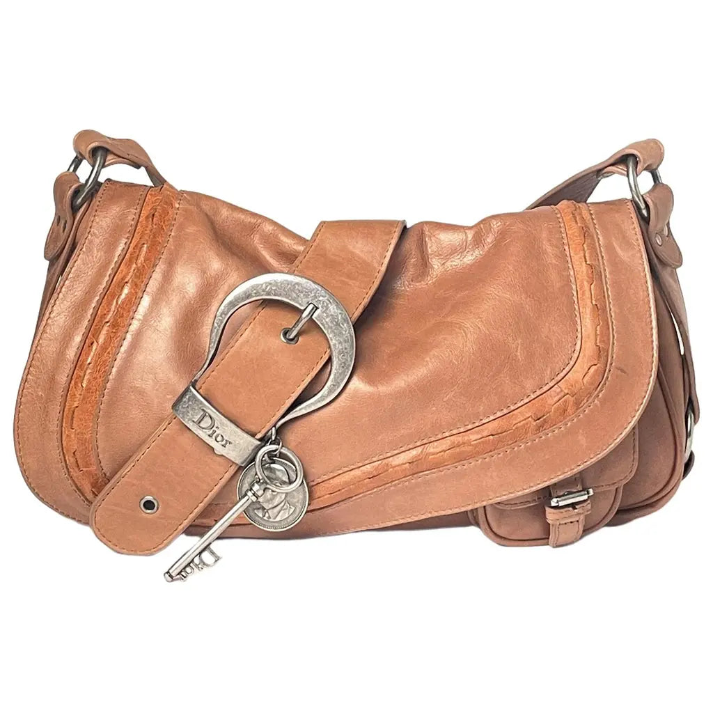 Christian Dior Gaucho Double Saddle Jumbo Brown Leather Shoulder bag