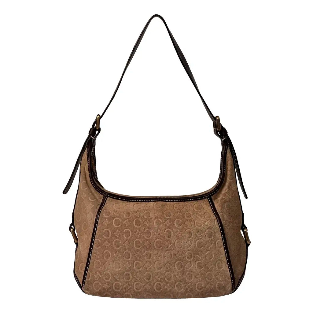 Celine Romy Hobo Shoulder bag in Macadame Monogram Brown Suede