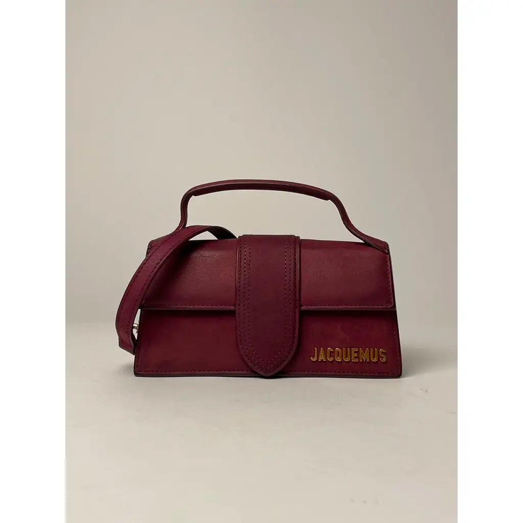 Jacquemus Le Bambino Crossbody Bag Red Burgundy Nubuck Leather