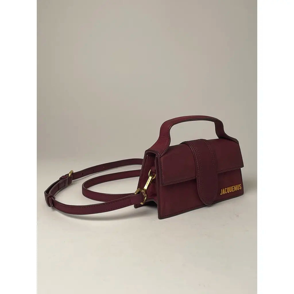 Jacquemus Le Bambino Crossbody Bag Red Burgundy Nubuck Leather