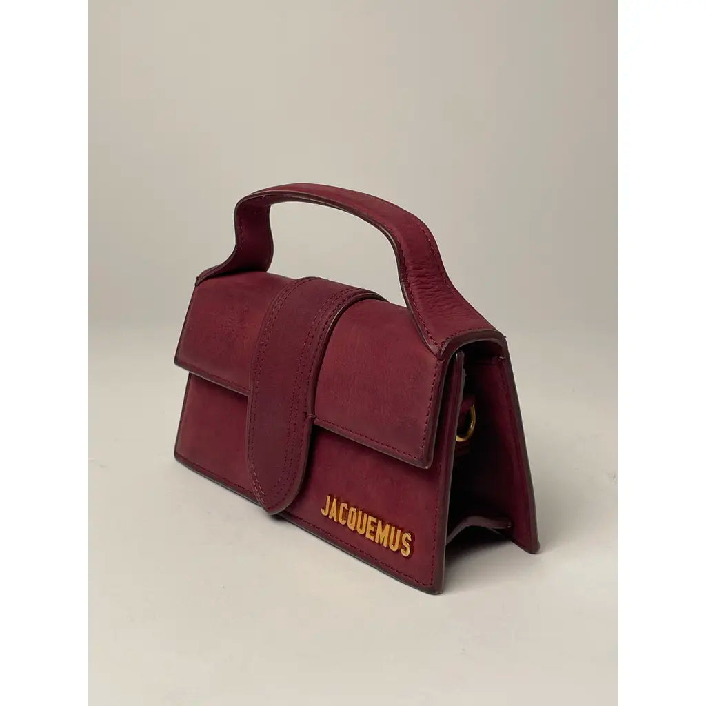 Jacquemus Le Bambino Crossbody Bag Red Burgundy Nubuck Leather